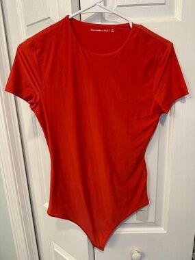 Abercrombie & Fitch Bright Red Short-Sleeve Bodysuit